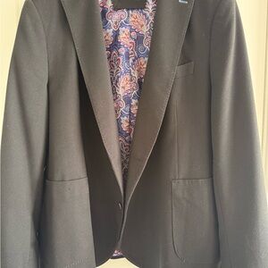 Tailorbyrd Black Sport Coat with Paisley Blue-Pink Lining